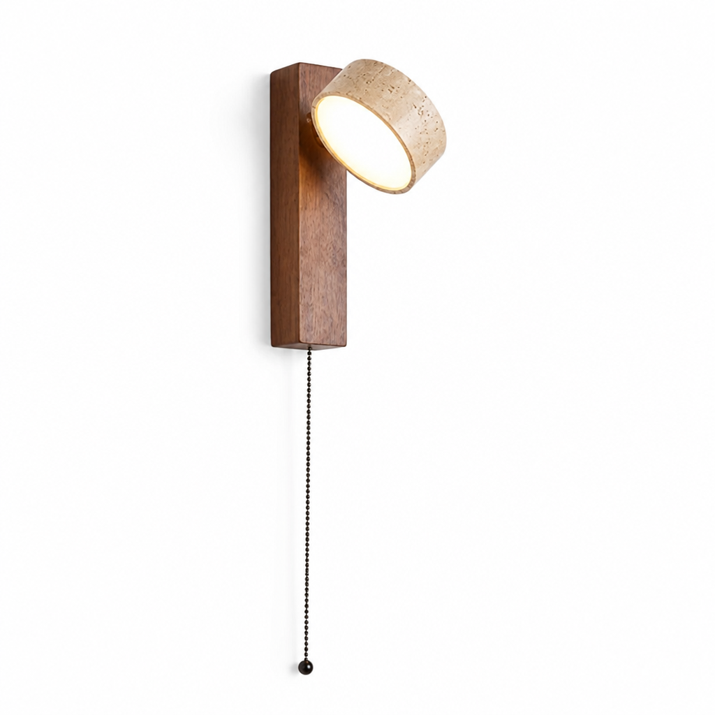 Scandinavian Walnut LED Rotatable Head Wall Sconce