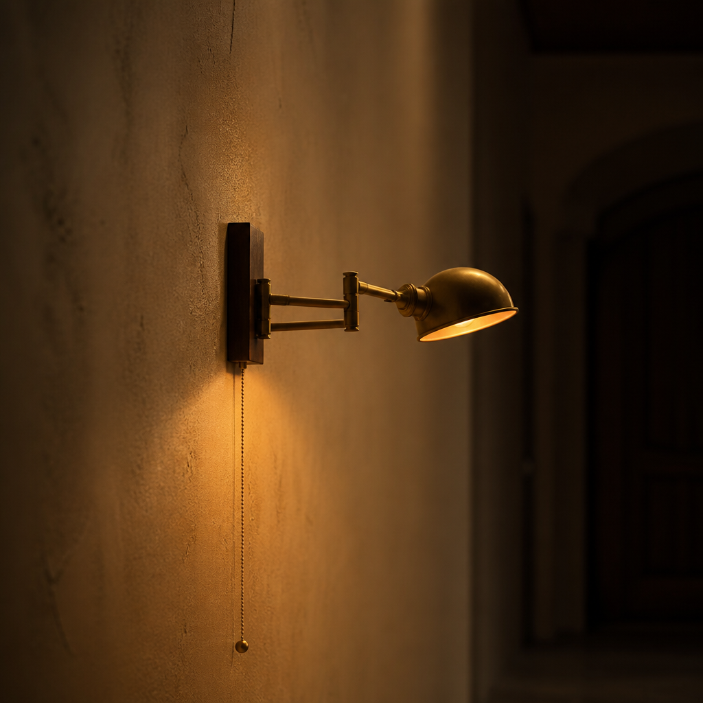 Scandinavian Walnut Wood Rotating Arm Wall Sconce