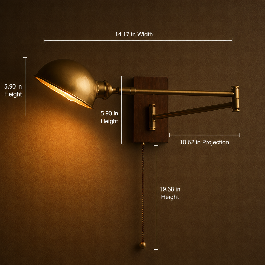 Scandinavian Walnut Wood Rotating Arm Wall Sconce