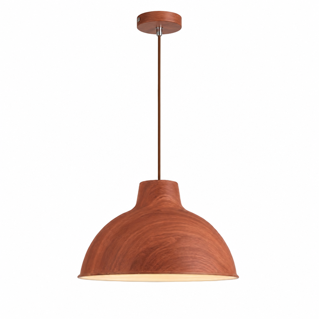 Scandinavian Walnut Wood Semi-Circular Pendant Light