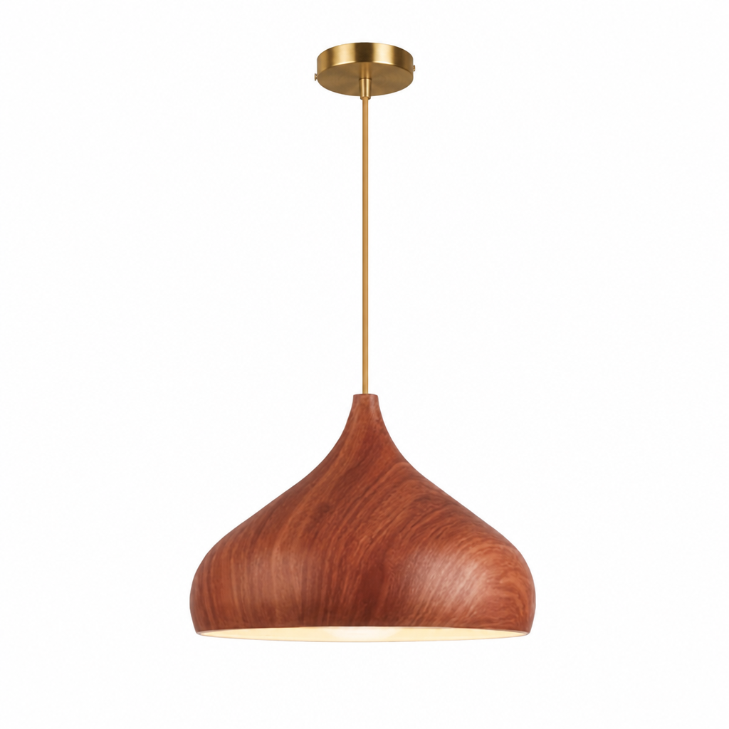 Scandinavian Walnut Wood Semi-Circular Pendant Light