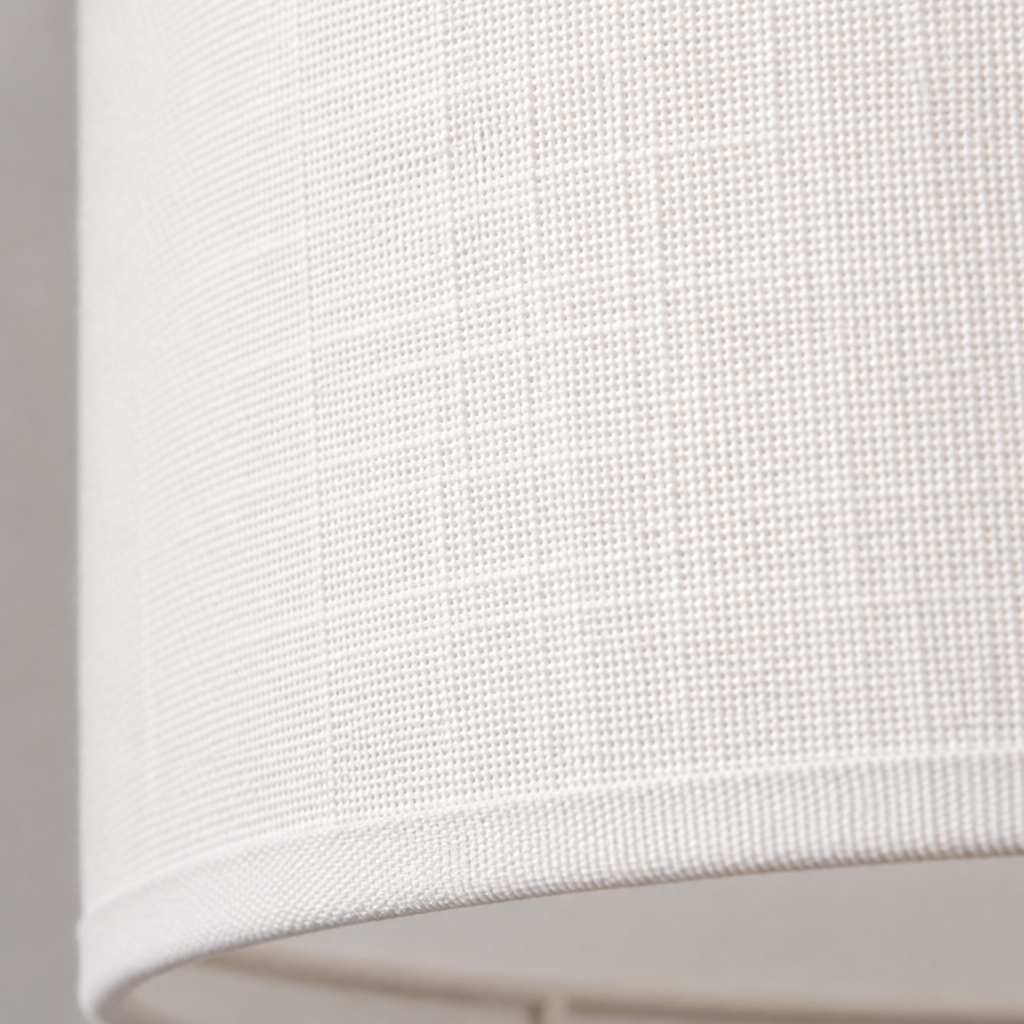 Scandinavian White Fabric Drum Table Lamp