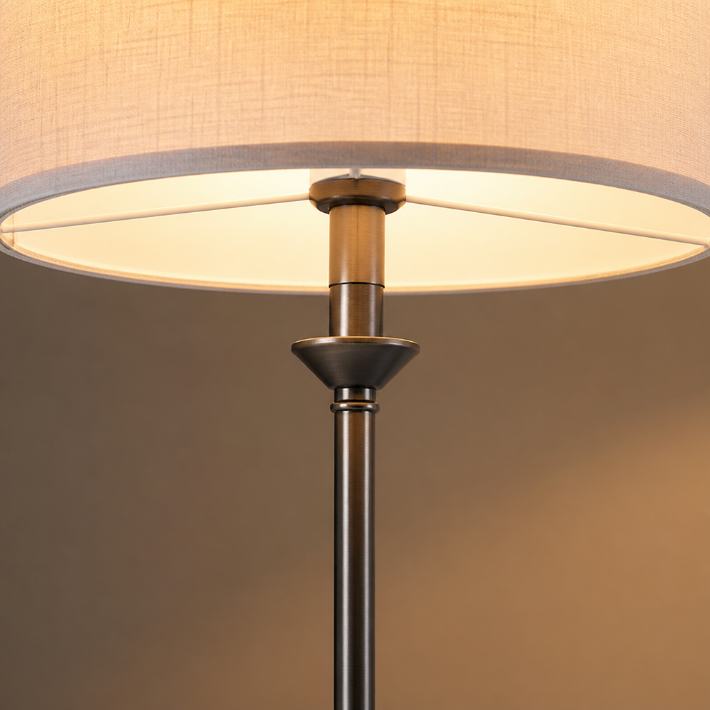 Scandinavian White Fabric Drum Table Lamp