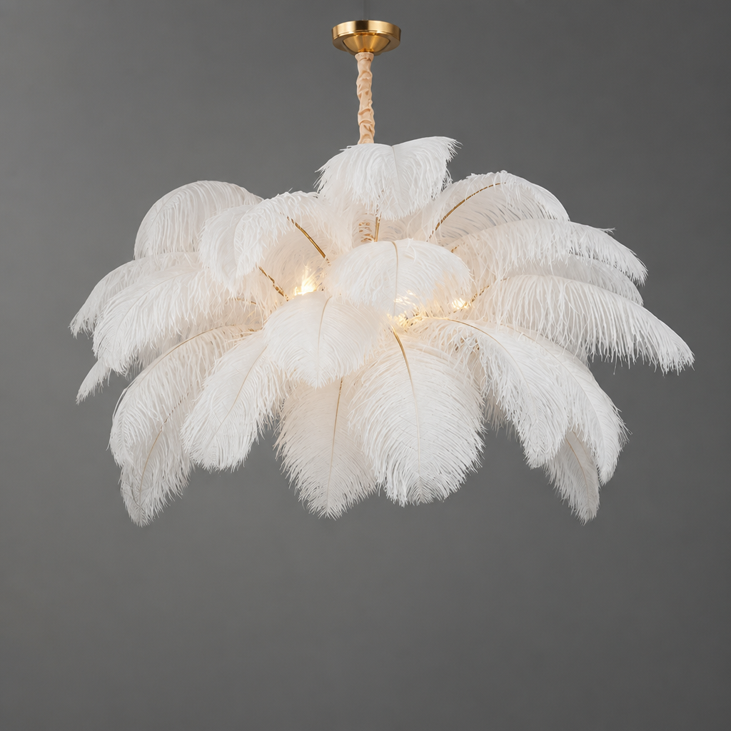 Scandinavian White Feather Pendant Light