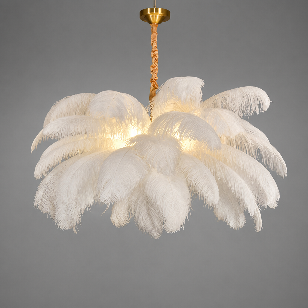 Scandinavian White Feather Pendant Light