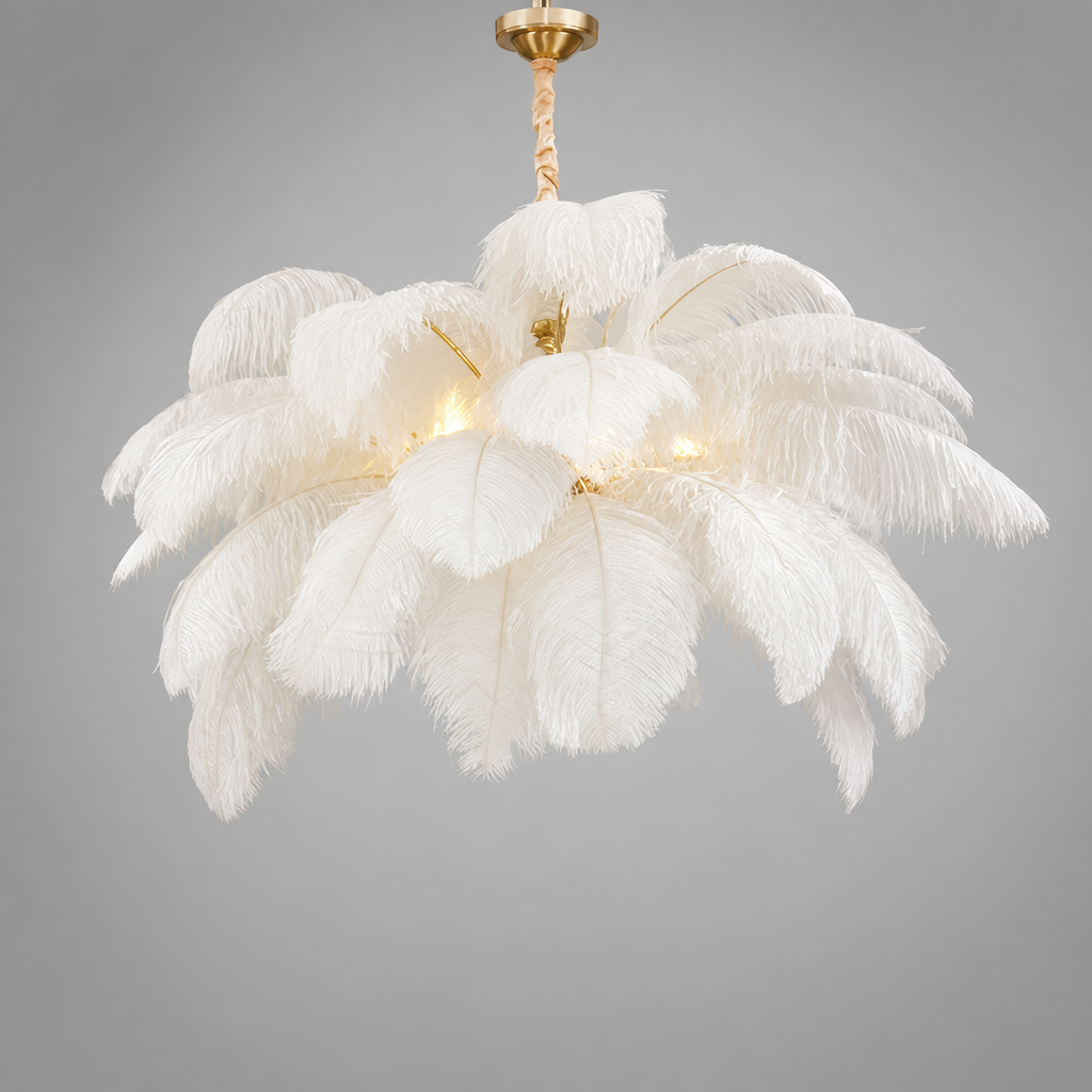Scandinavian White Feather Pendant Light