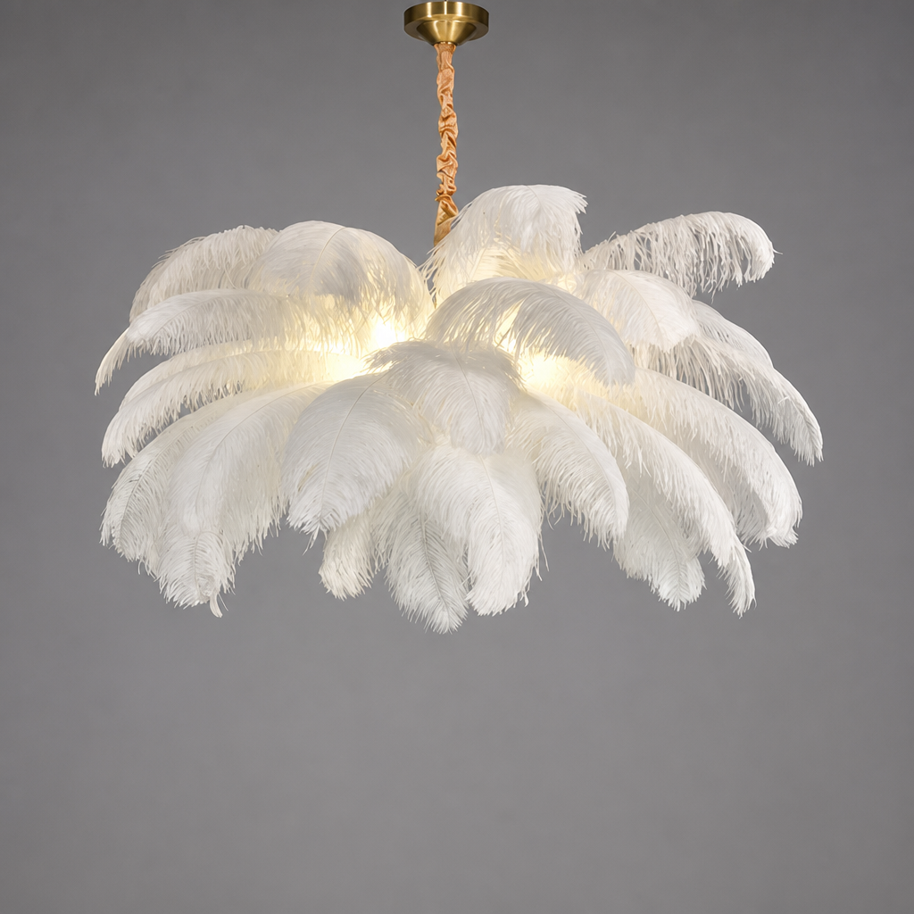 Scandinavian White Feather Pendant Light