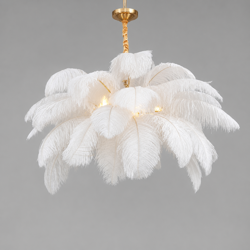 Scandinavian White LED Feather Pendant Light