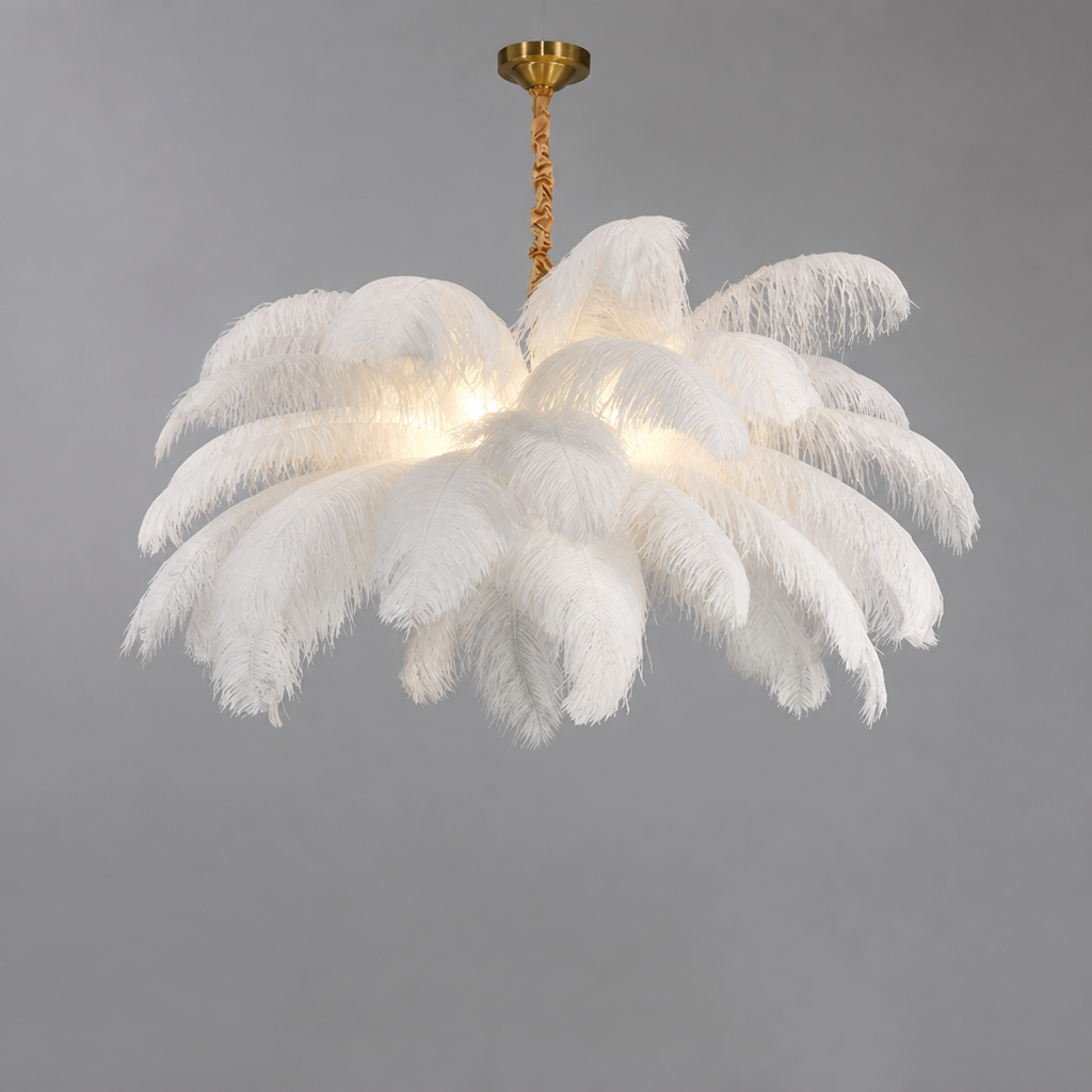 Scandinavian White LED Feather Pendant Light