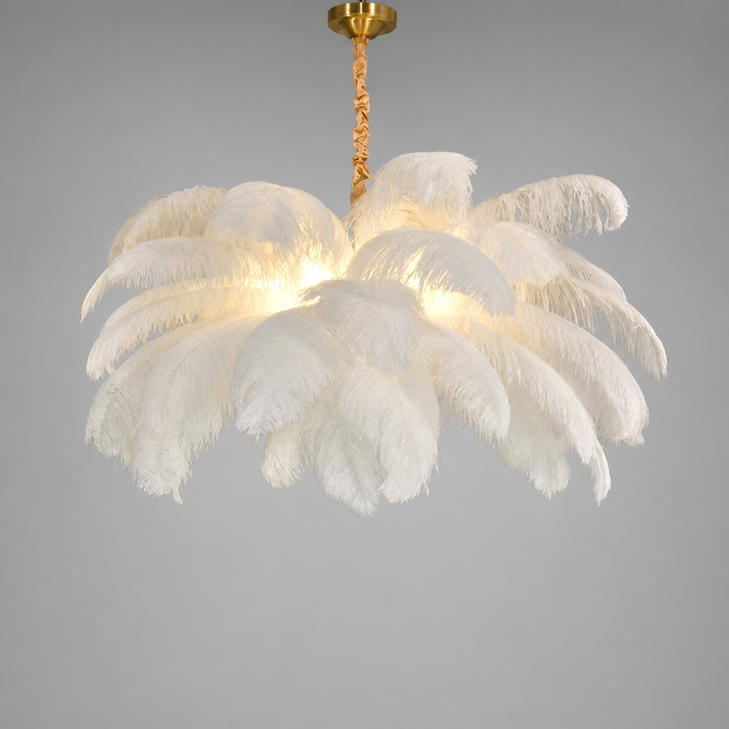 Scandinavian White LED Feather Pendant Light