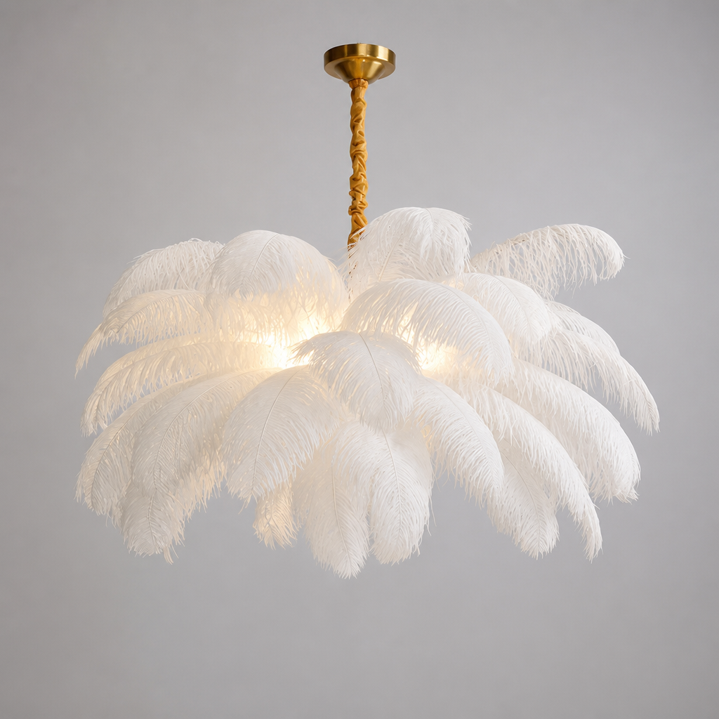 Scandinavian White LED Feather Pendant Light