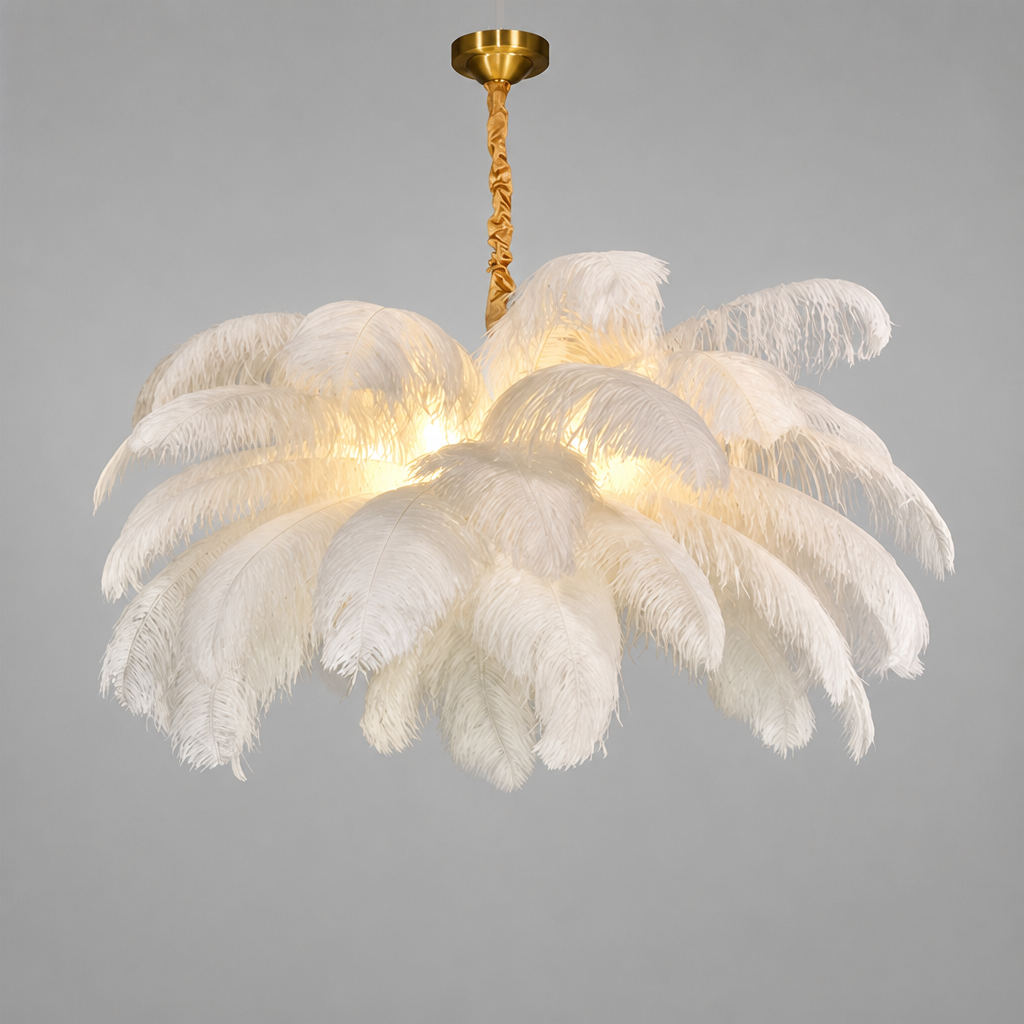 Scandinavian White LED Feather Pendant Light