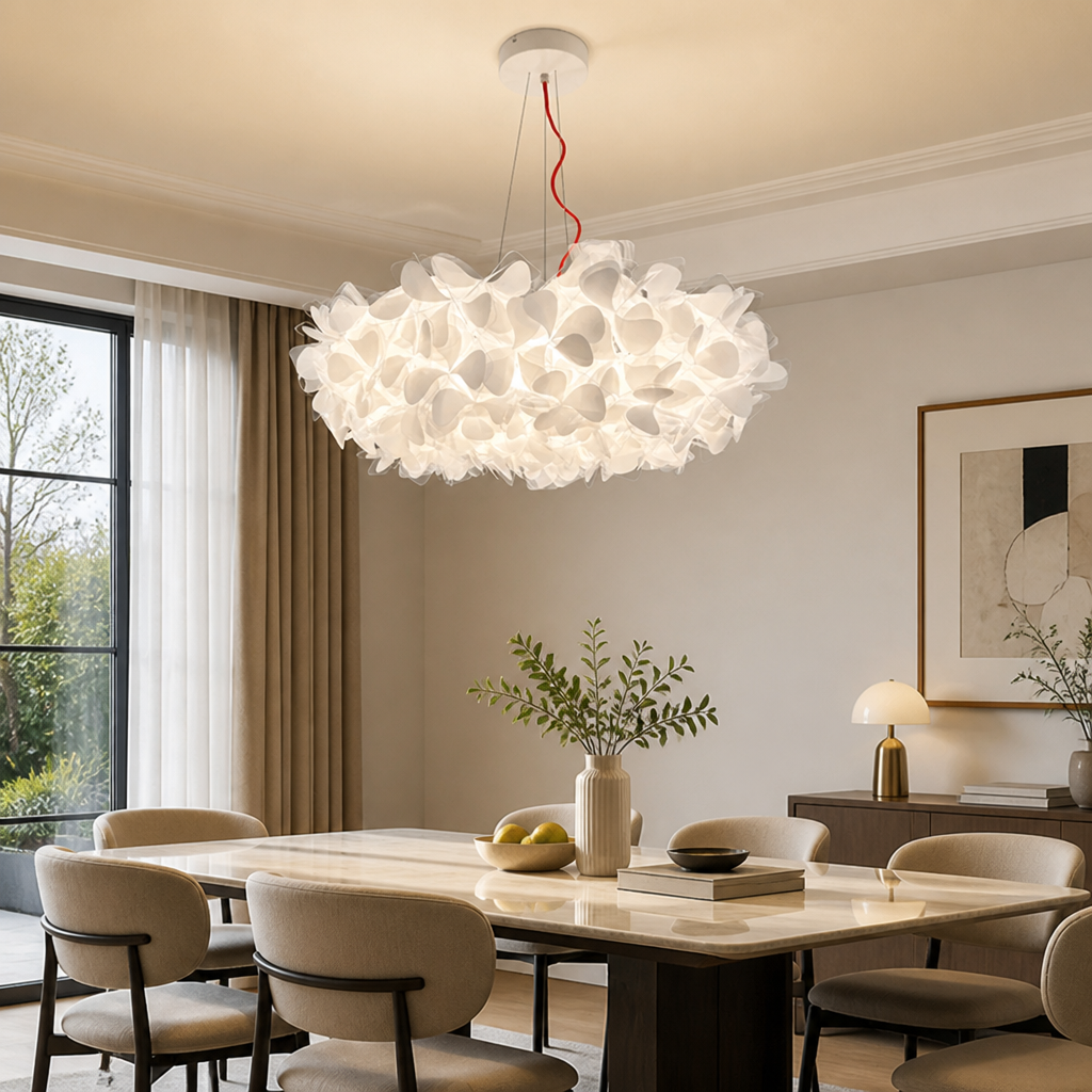 Scandinavian White LED Flower Petal Pendant Light
