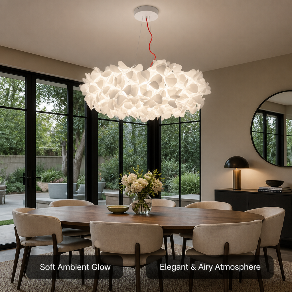 Scandinavian White LED Flower Petal Pendant Light