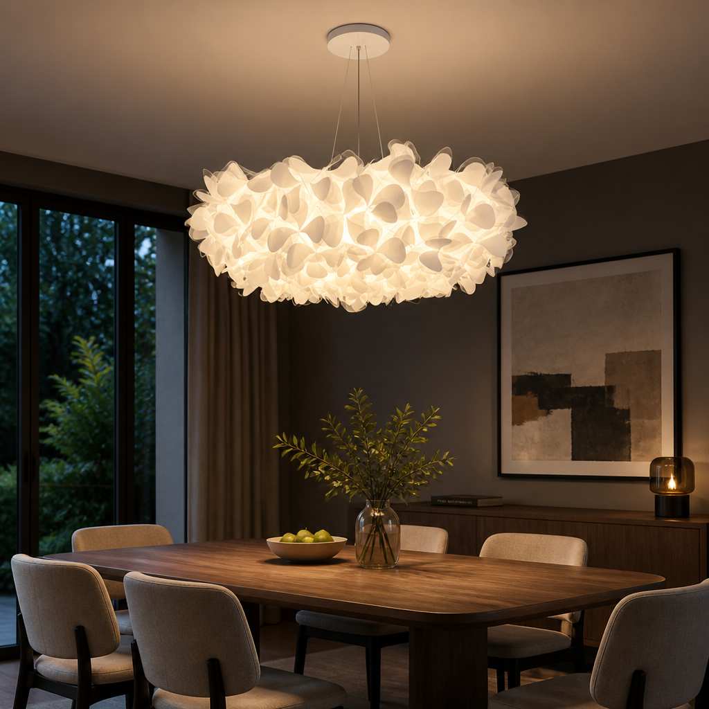 Scandinavian White LED Flower Petal Pendant Light