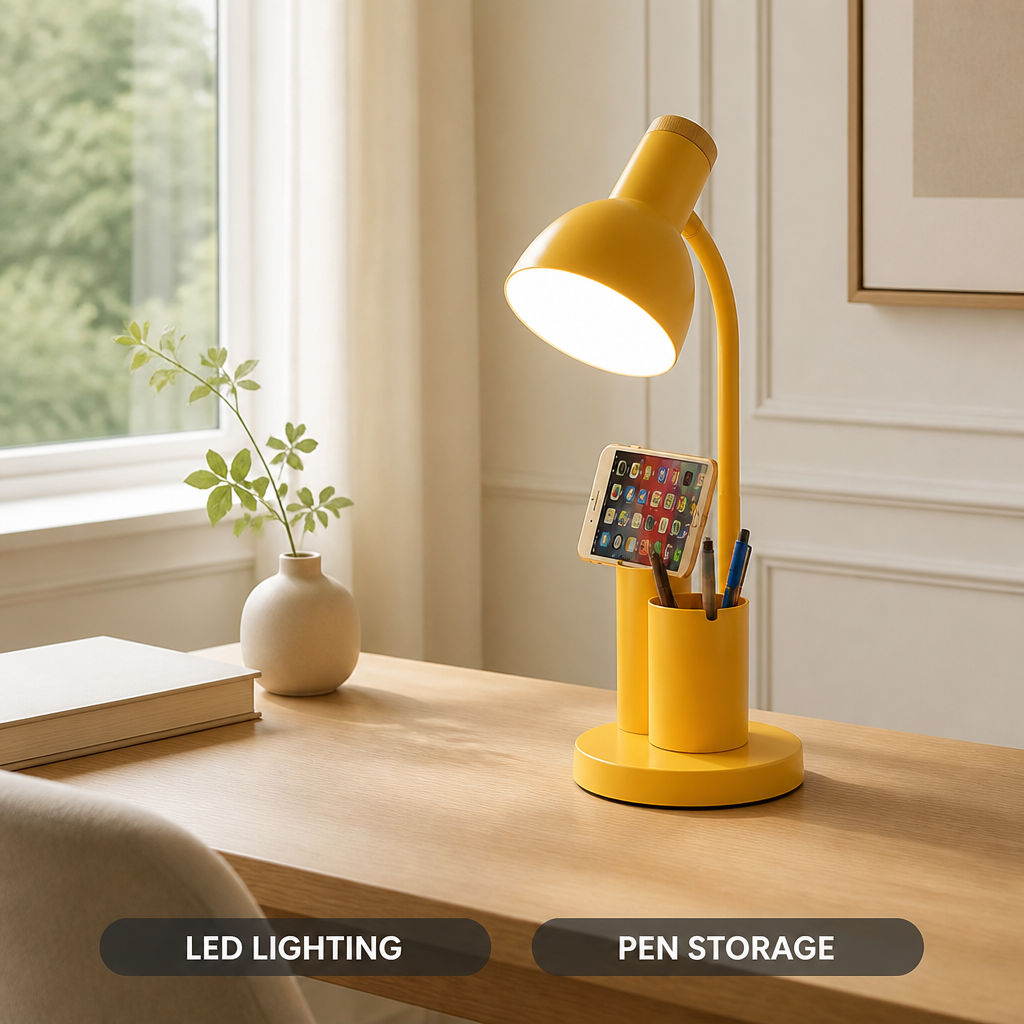 Scandinavian White LED Pen Holder Table Lamp