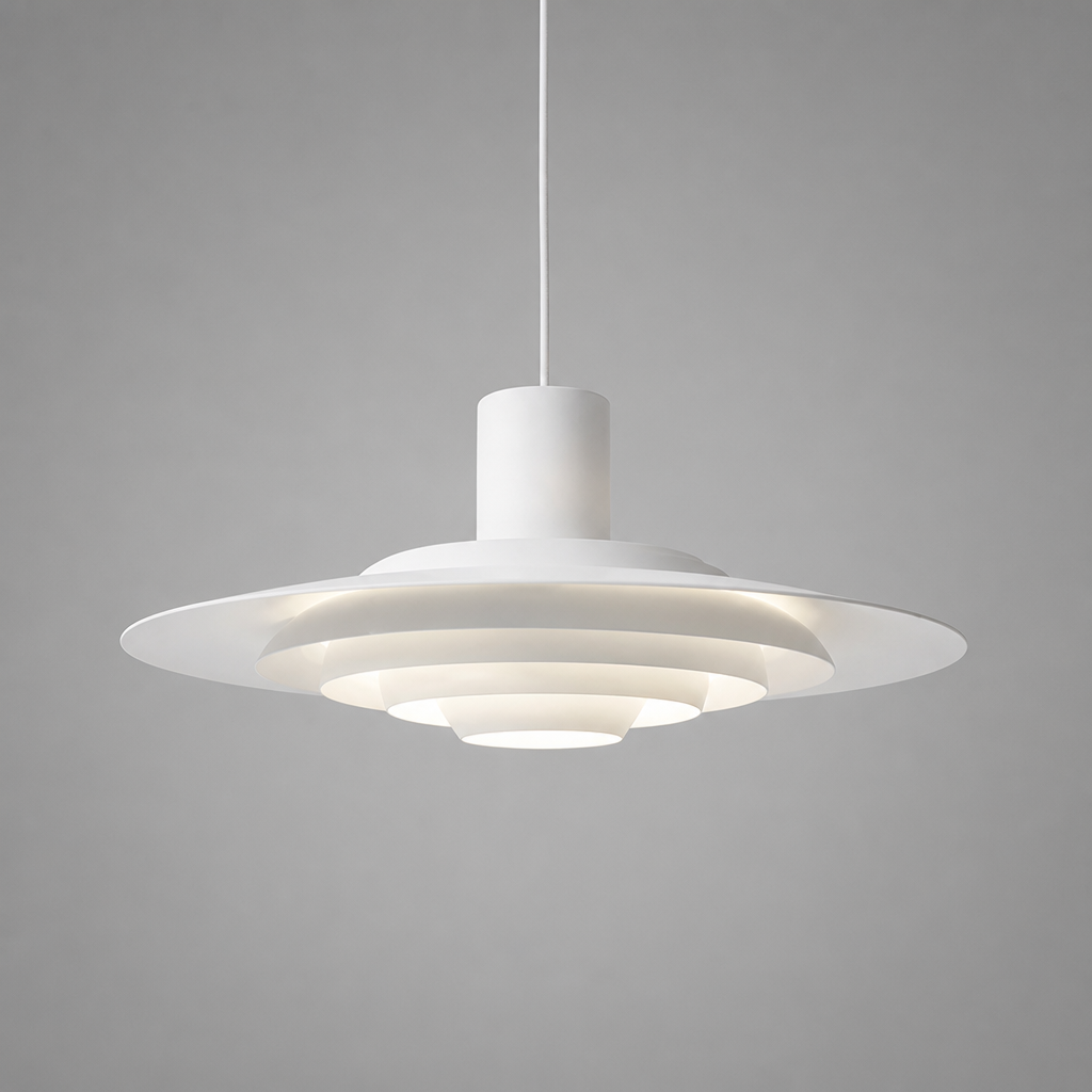 Scandinavian White & Silver Adjustable Pendant Light