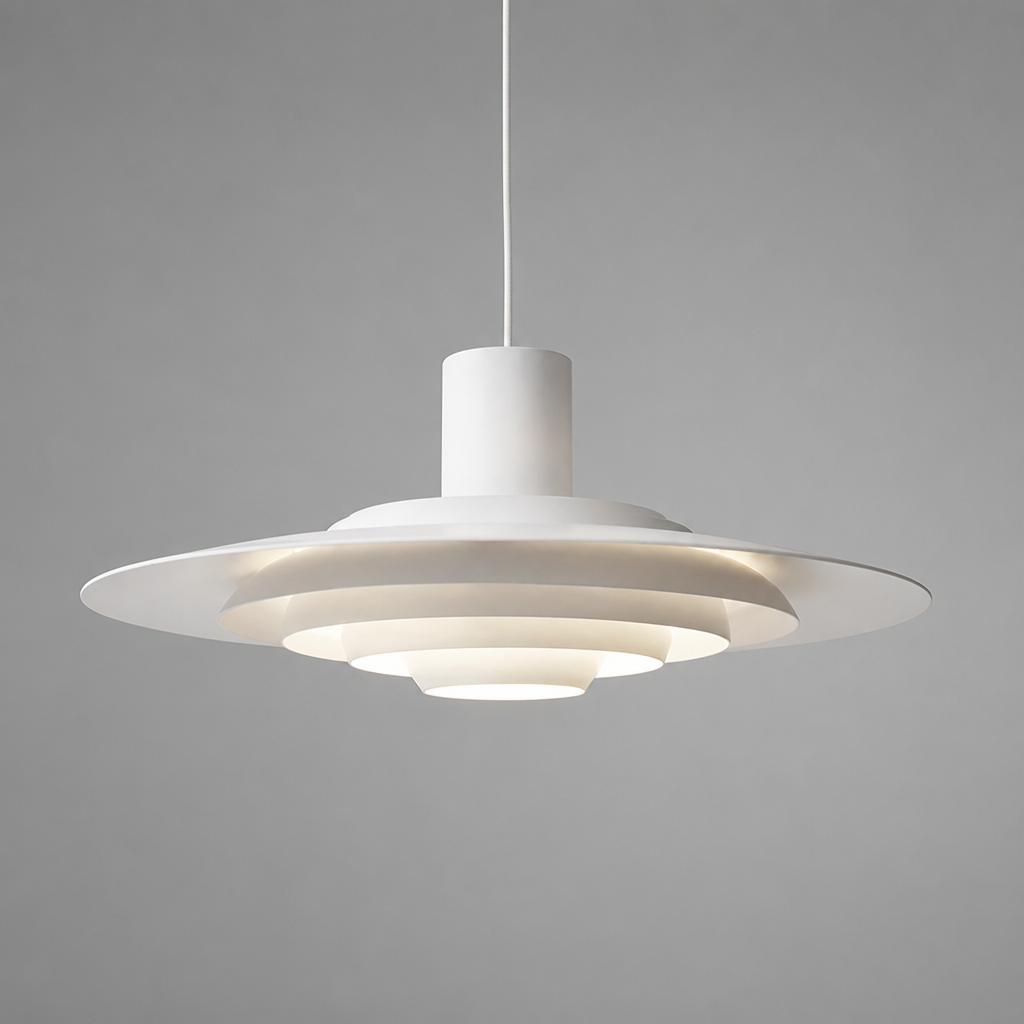 Scandinavian White & Silver Adjustable Pendant Light
