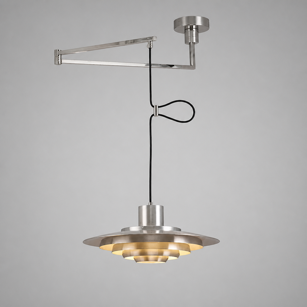 Scandinavian White & Silver Adjustable Pendant Light