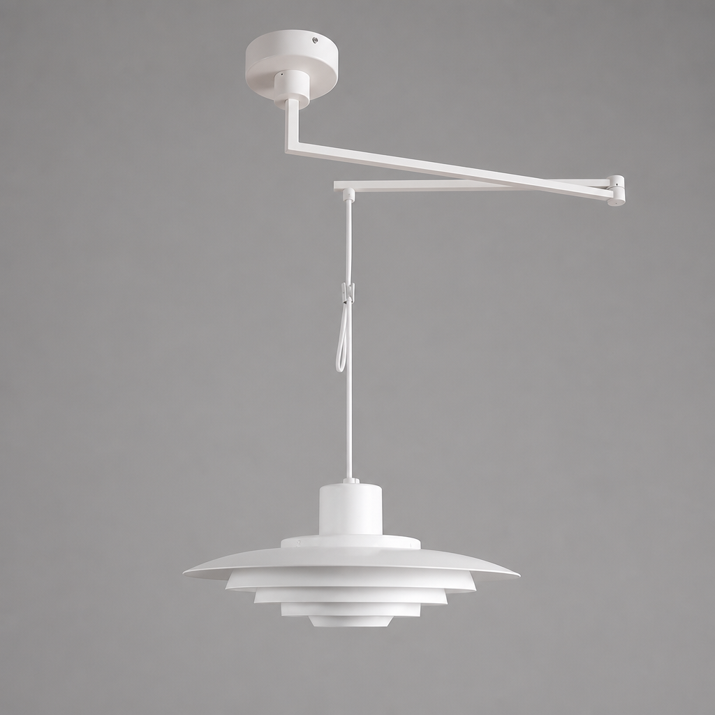 Scandinavian White & Silver Adjustable Pendant Light