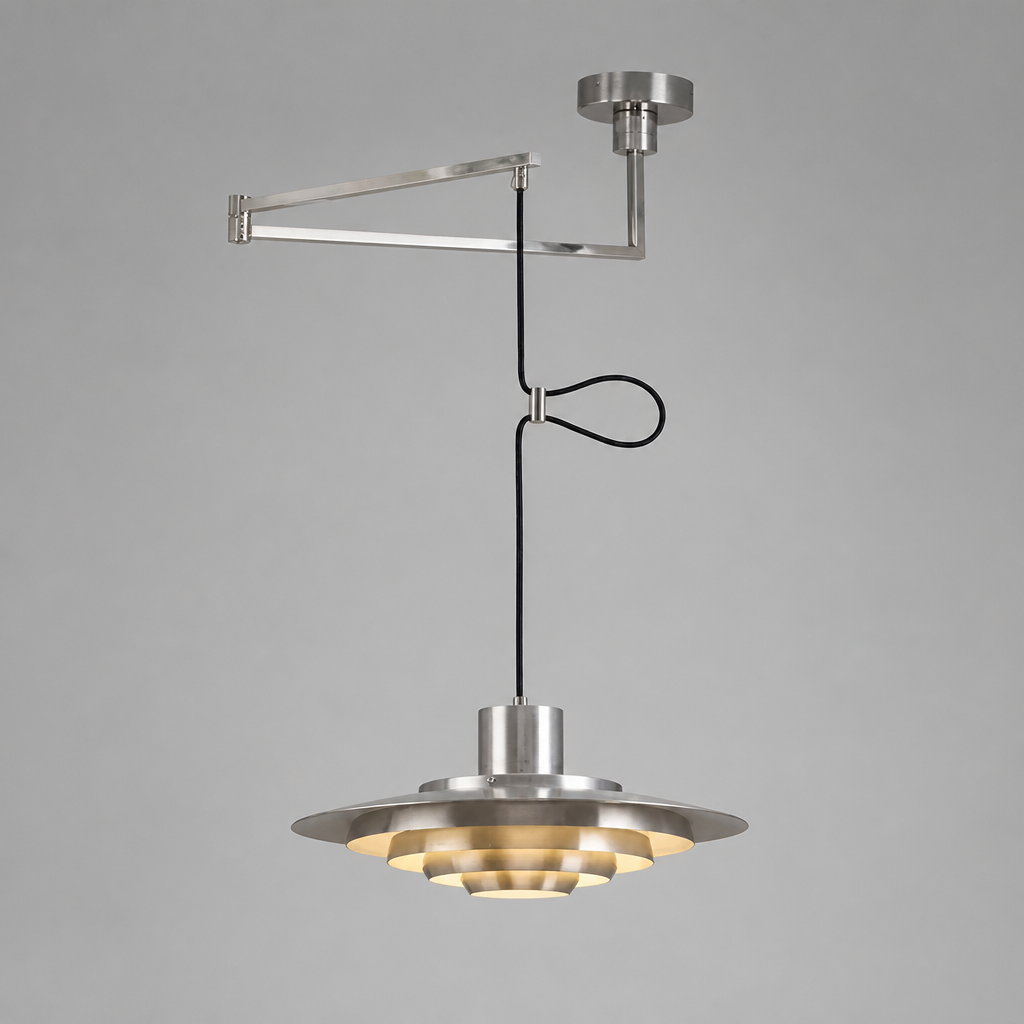 Scandinavian White & Silver Adjustable Pendant Light