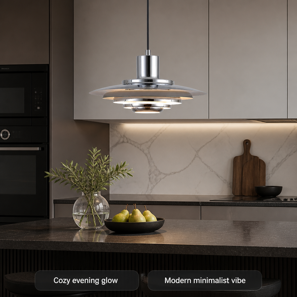 Scandinavian White & Silver Adjustable Pendant Light