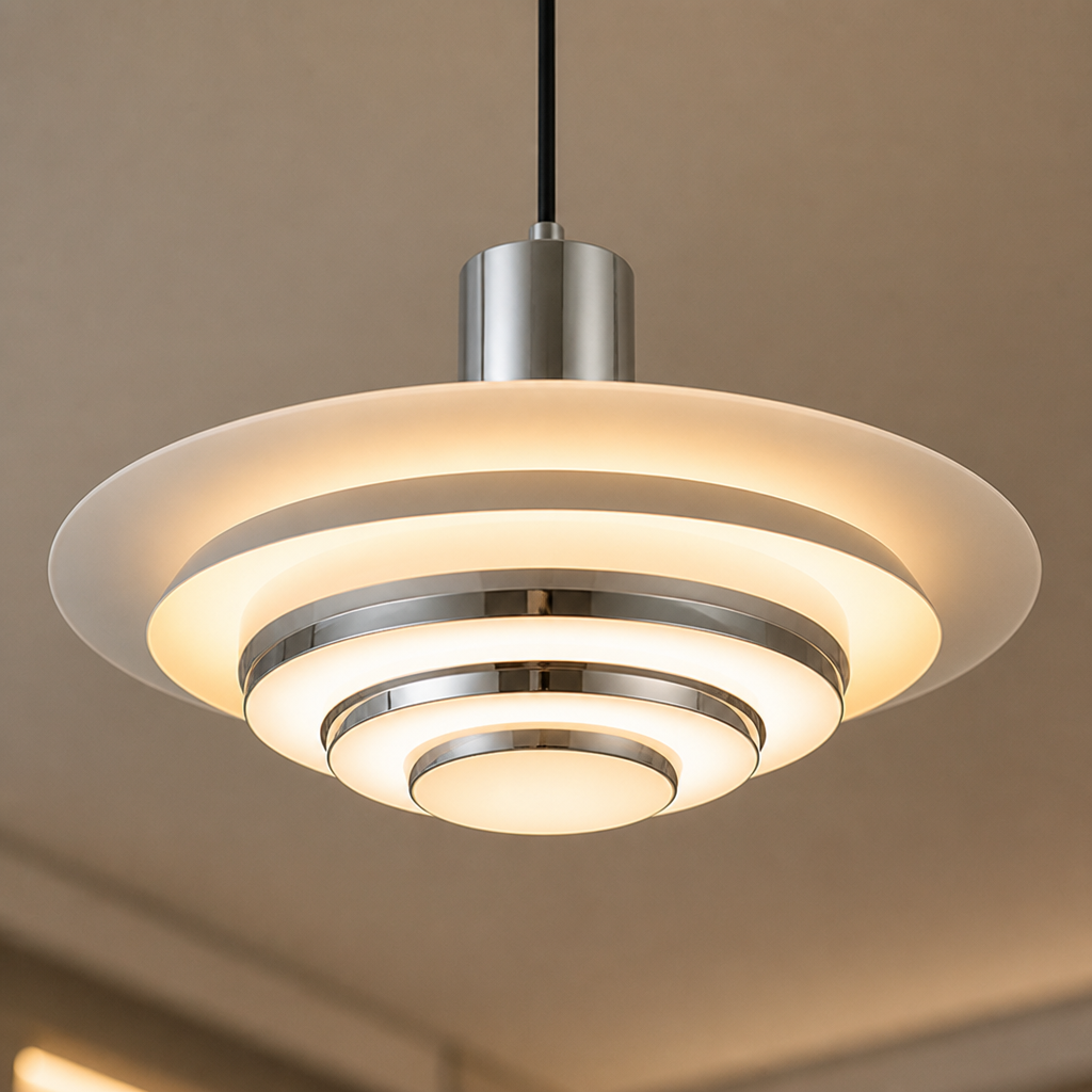 Scandinavian White & Silver Adjustable Pendant Light