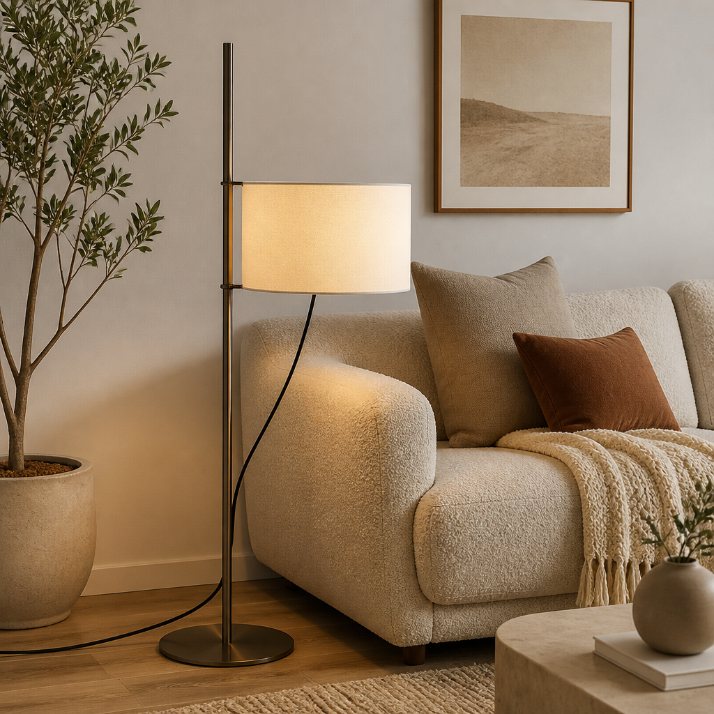 Scandinavian Wood Adjustable Arm Floor Lamp