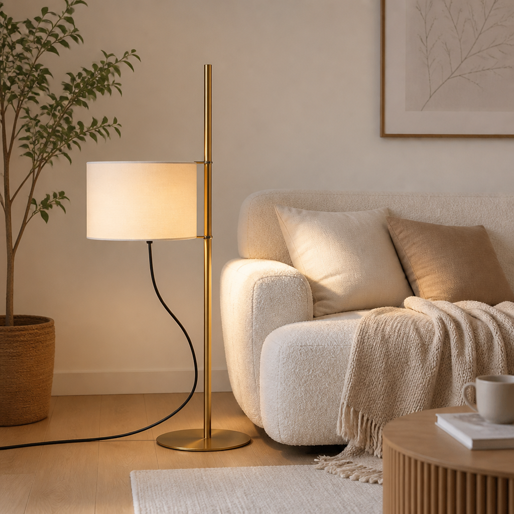 Scandinavian Wood Adjustable Arm Floor Lamp