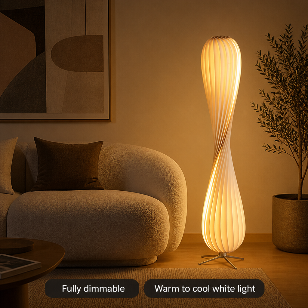 Scandinavian Wood Curved Shade Floor Lamp