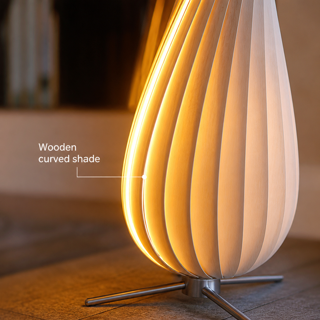 Scandinavian Wood Curved Shade Floor Lamp