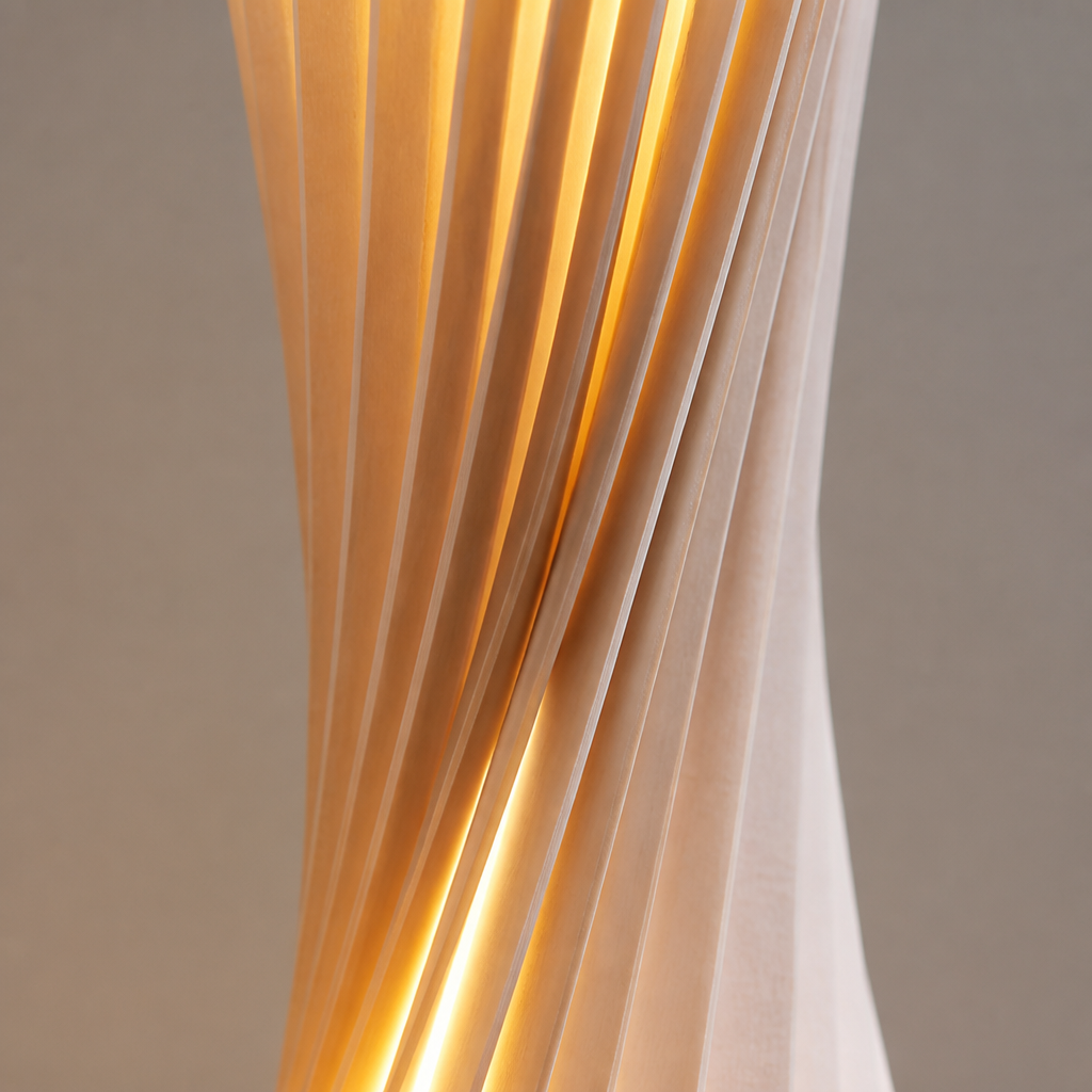 Scandinavian Wood Curved Shade Floor Lamp