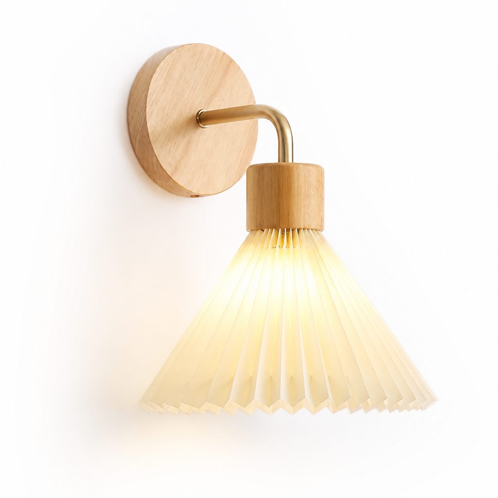 Scandinavian Wood & Fabric Wall Sconce