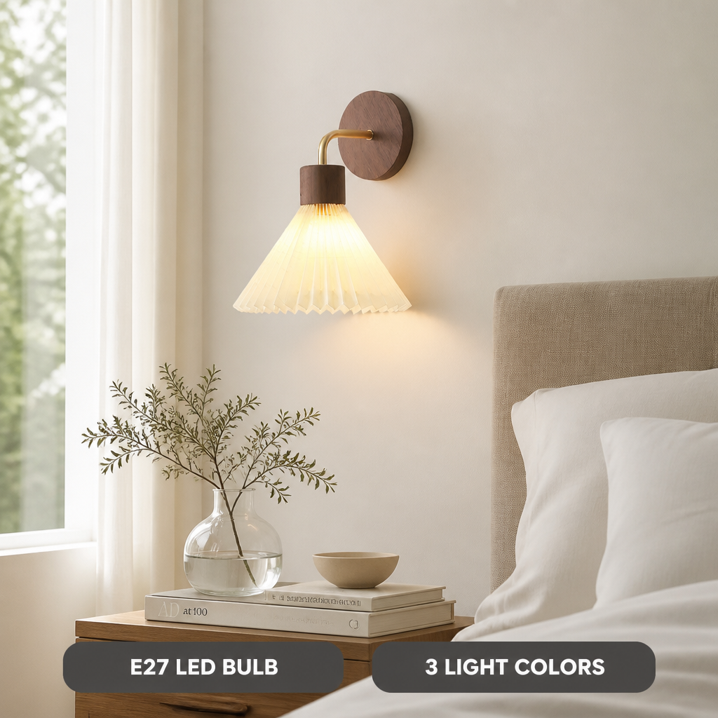 Scandinavian Wood & Fabric Wall Sconce