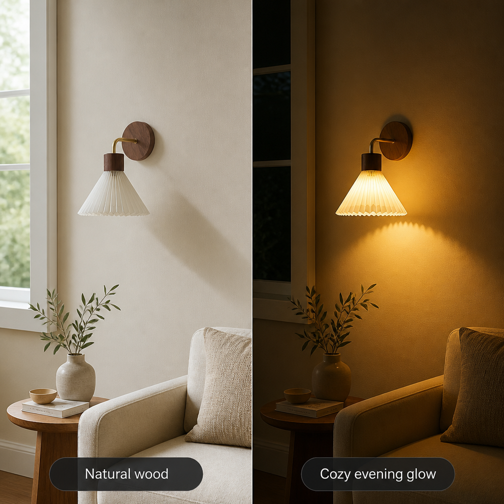 Scandinavian Wood & Fabric Wall Sconce