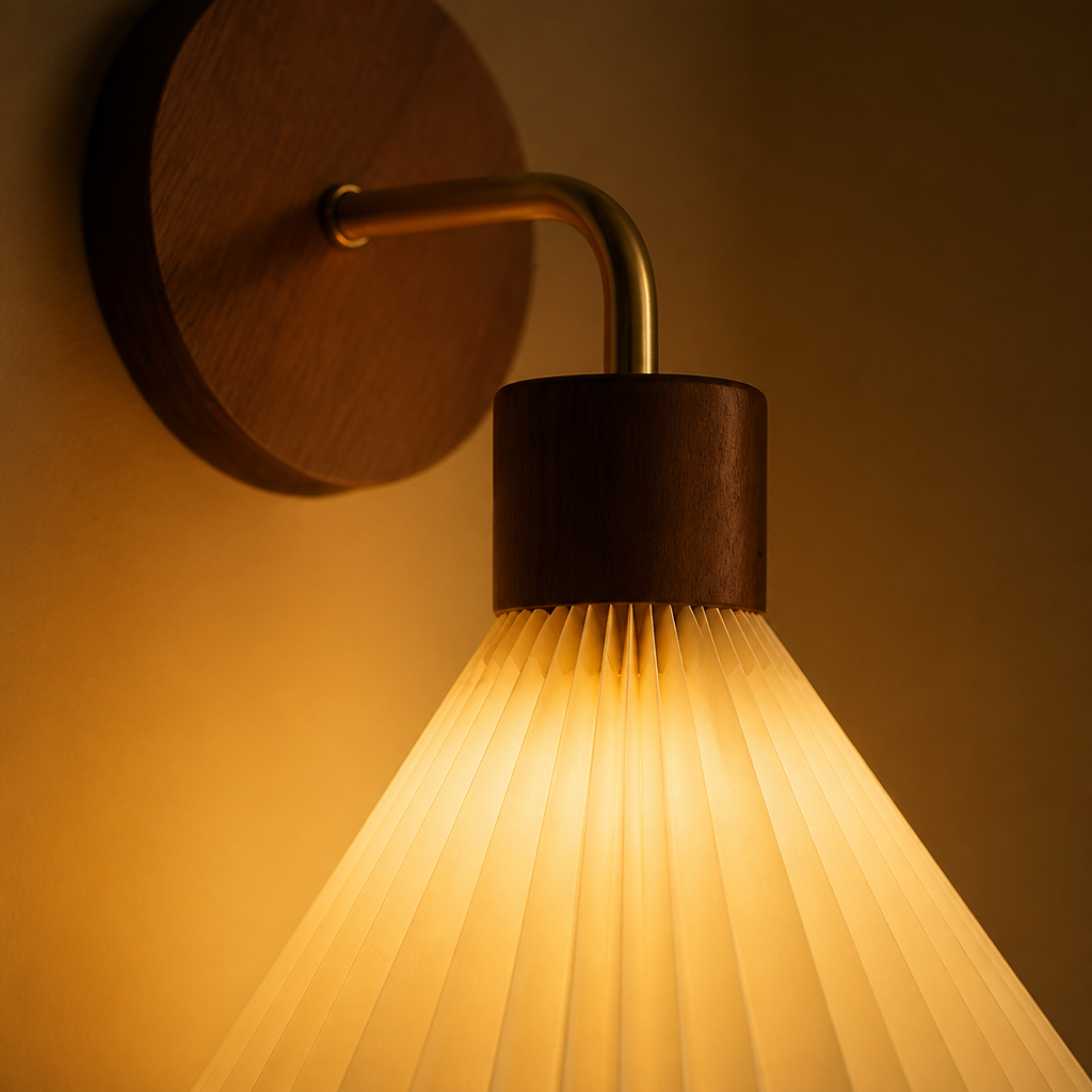 Scandinavian Wood & Fabric Wall Sconce