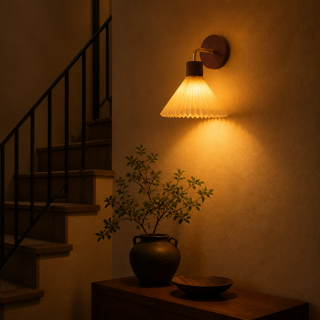 Scandinavian Wood & Fabric Wall Sconce
