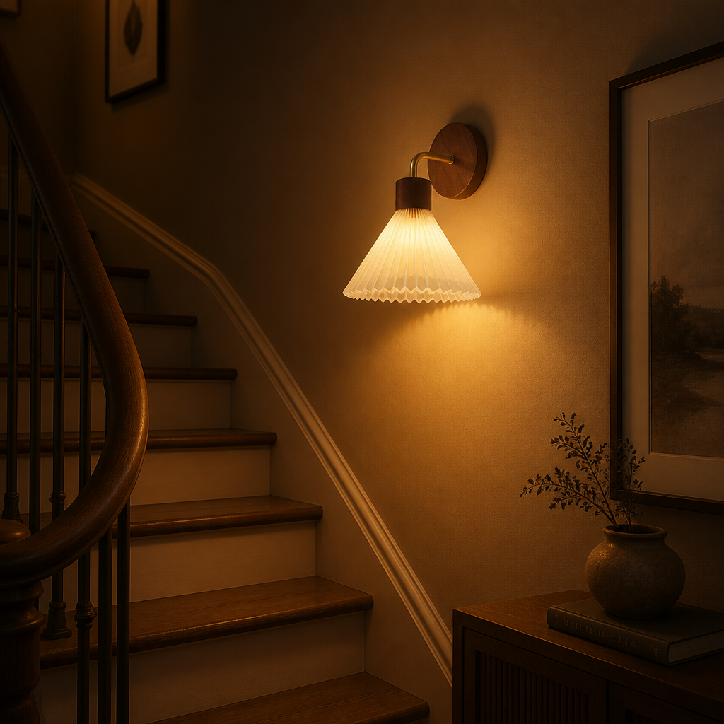 Scandinavian Wood & Fabric Wall Sconce