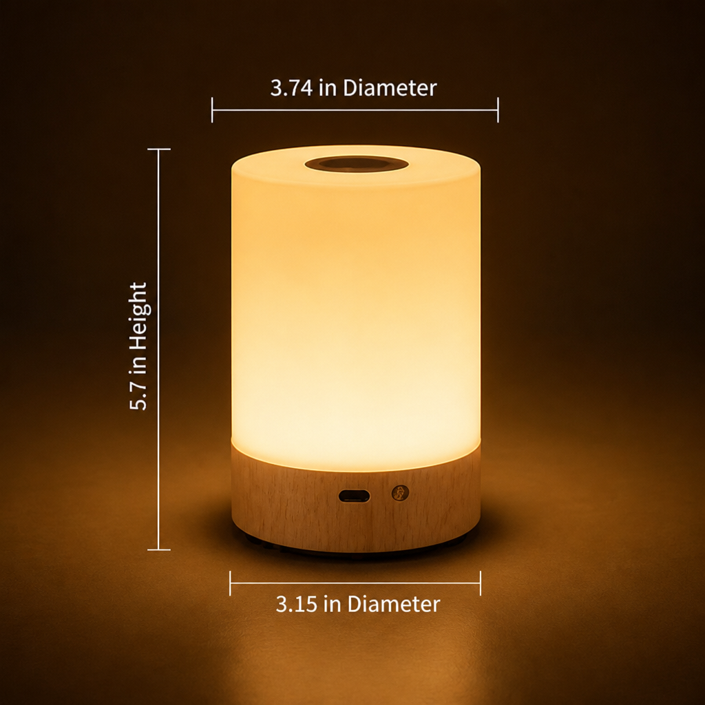 Scandinavian Wood Grain LED Touch Table Lamp