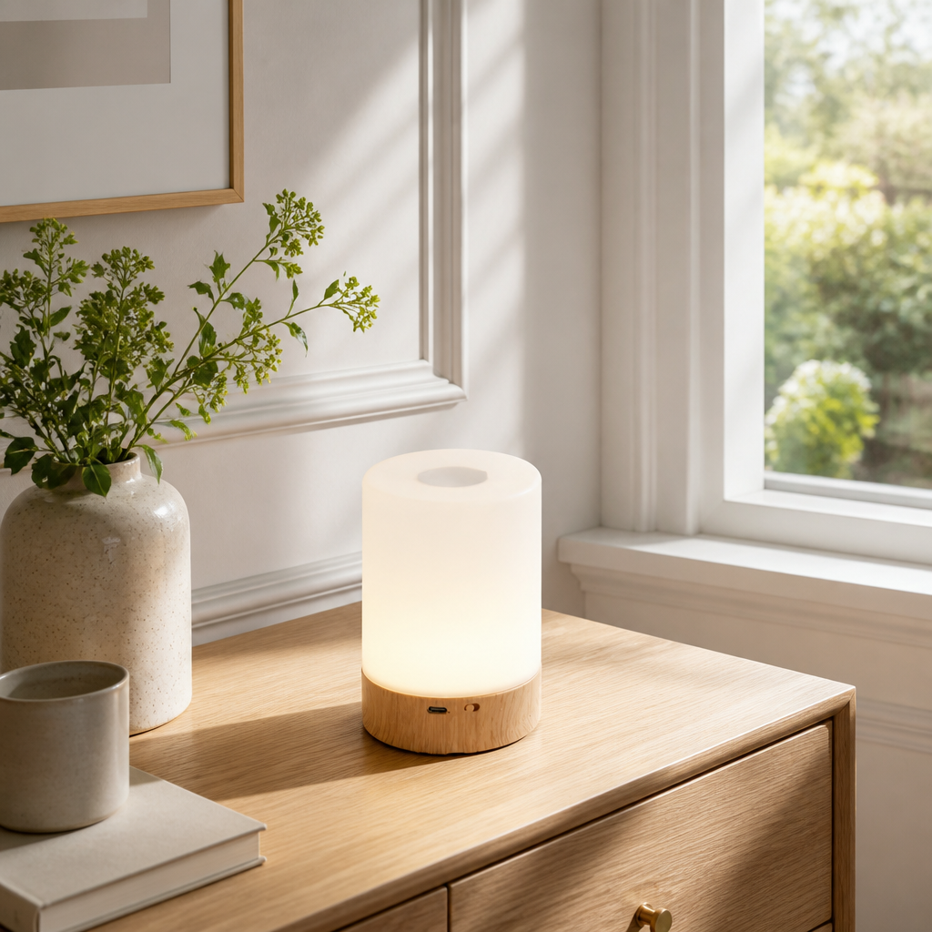 Scandinavian Wood Grain LED Touch Table Lamp