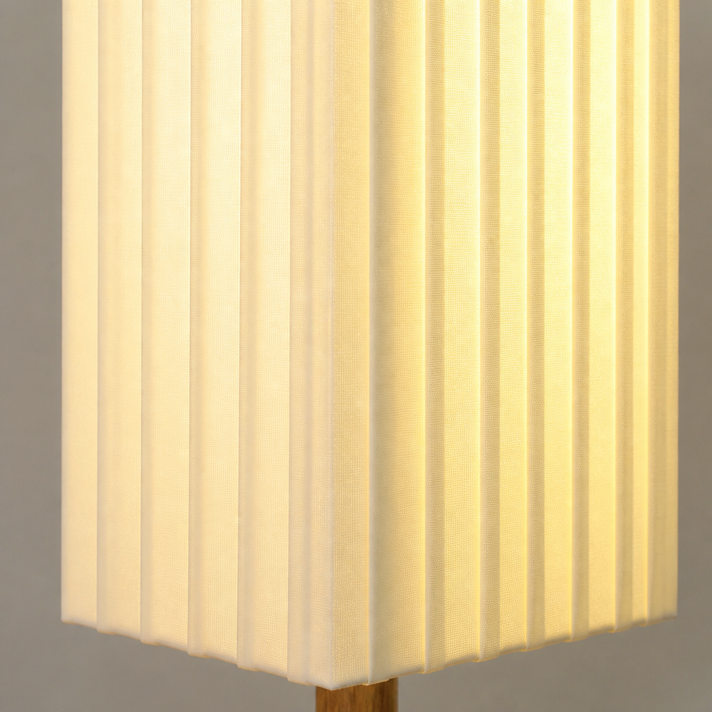 Scandinavian Wood LED Fabric Shade Floor Lamp