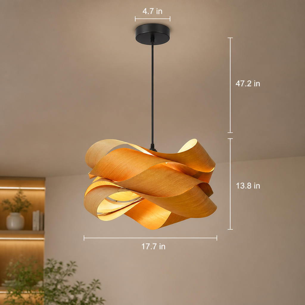 Scandinavian Wood LED Irregular Wrap Pendant Light