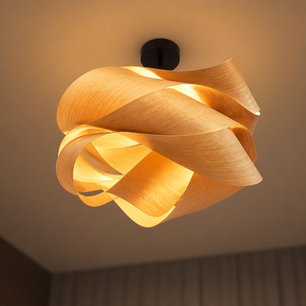 Scandinavian Wood LED Irregular Wrap Pendant Light