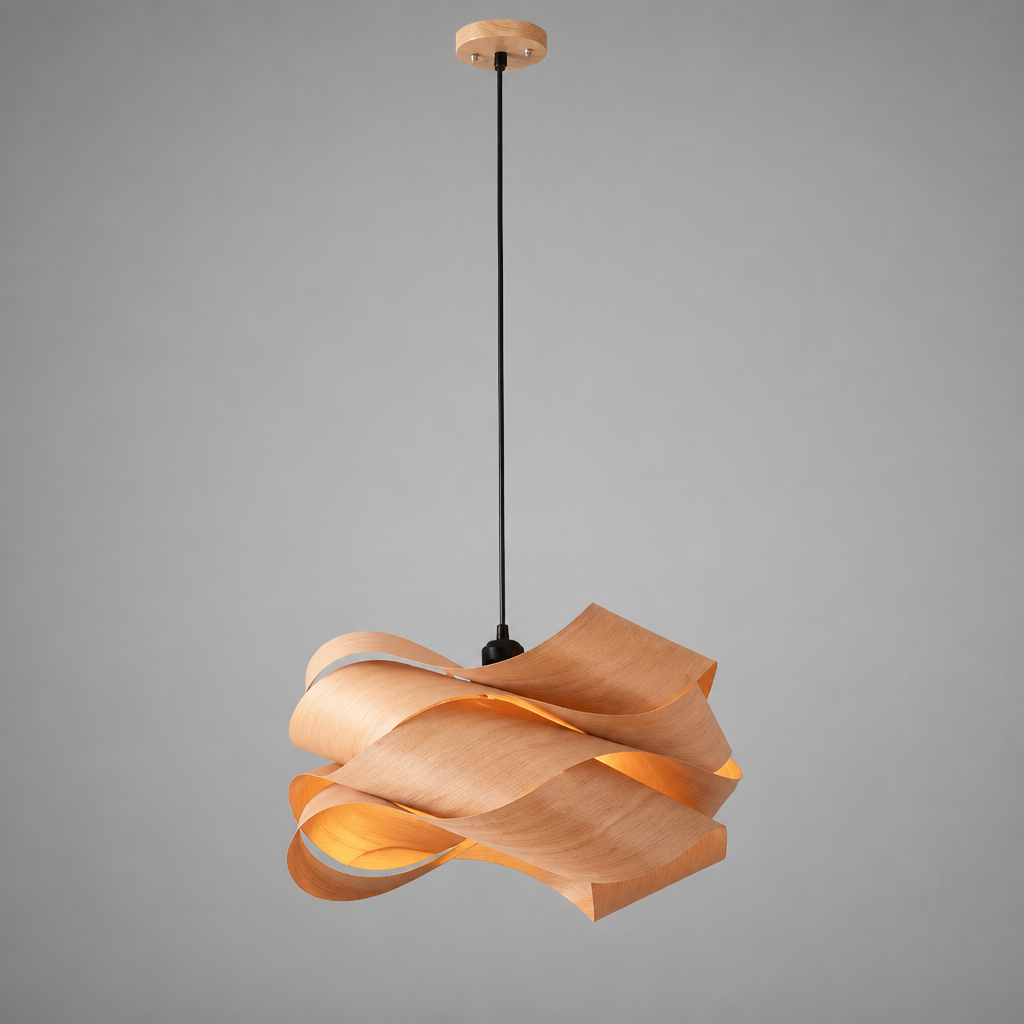 Scandinavian Wood LED Irregular Wrap Pendant Light