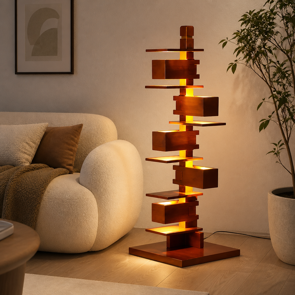Scandinavian Wood LED Tripod Floor Lamp