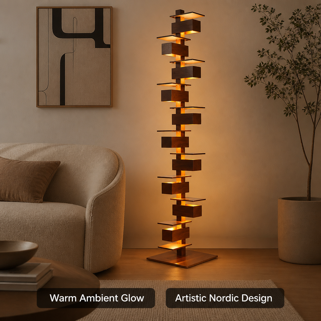 Scandinavian Wood LED Tripod Floor Lamp