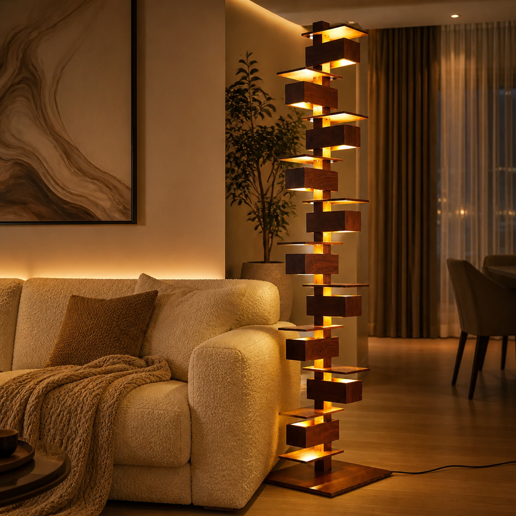 Scandinavian Wood LED Tripod Floor Lamp
