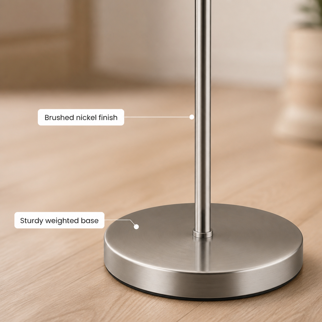 Scandinavian Wood & Nickel Floor Lamp