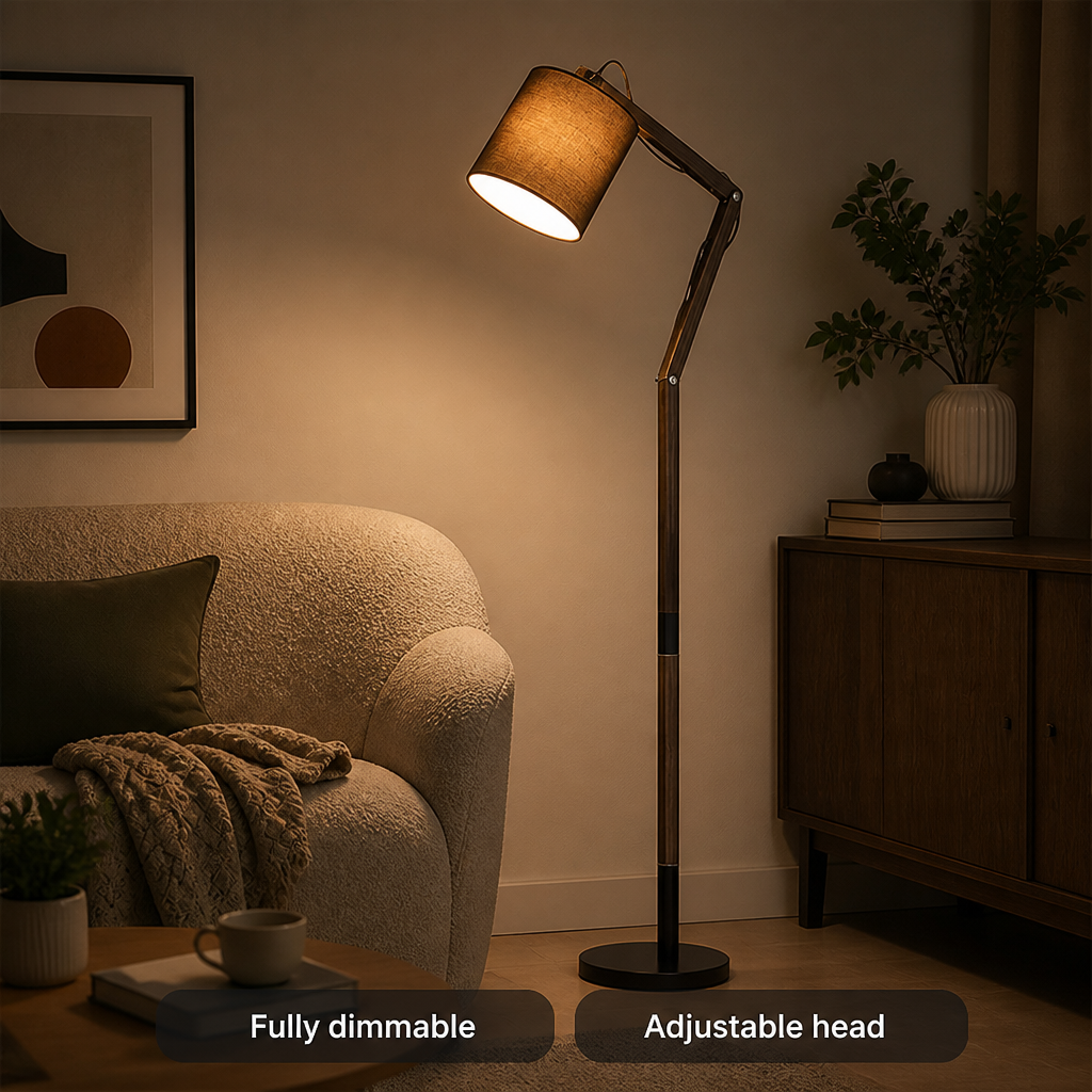 Scandinavian Wood Swivel Joint Floor Lamp