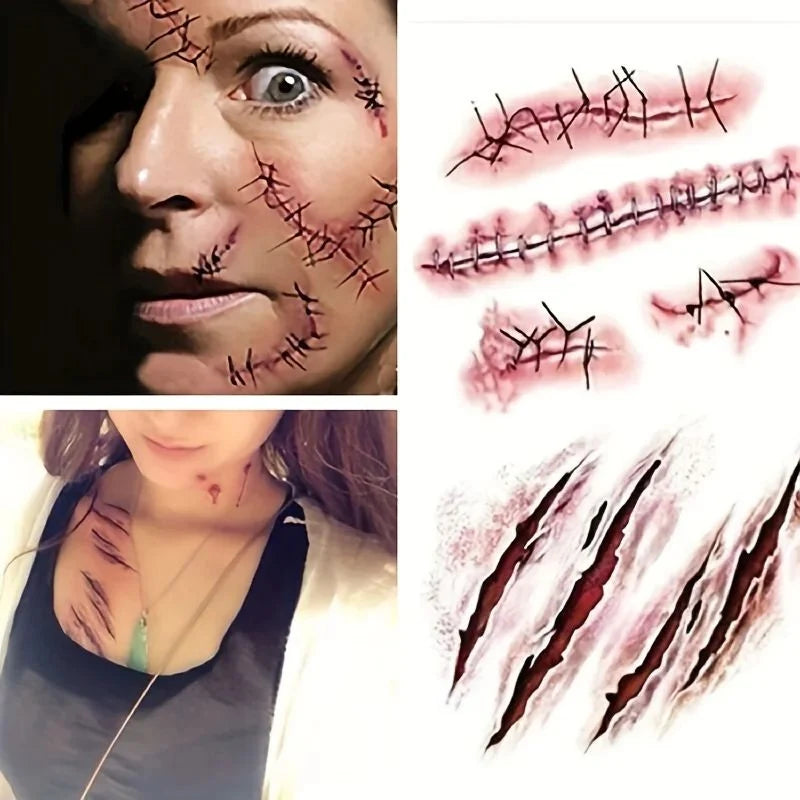 Scar Tattoo Stickers Waterproof Water-Transfer